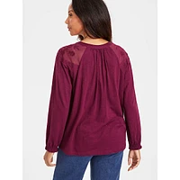 Embroidery & Lace-Trim Blouse