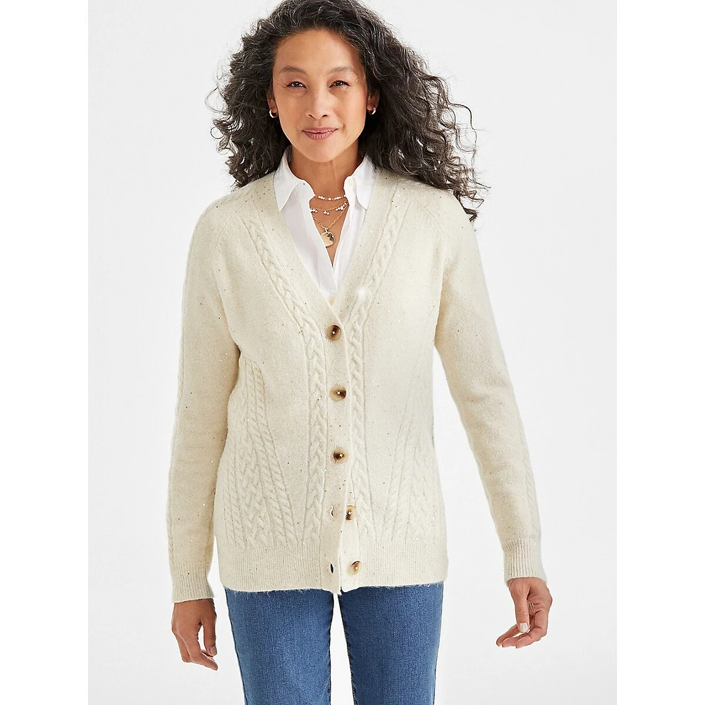 Cable-Knit Shine Cardigan