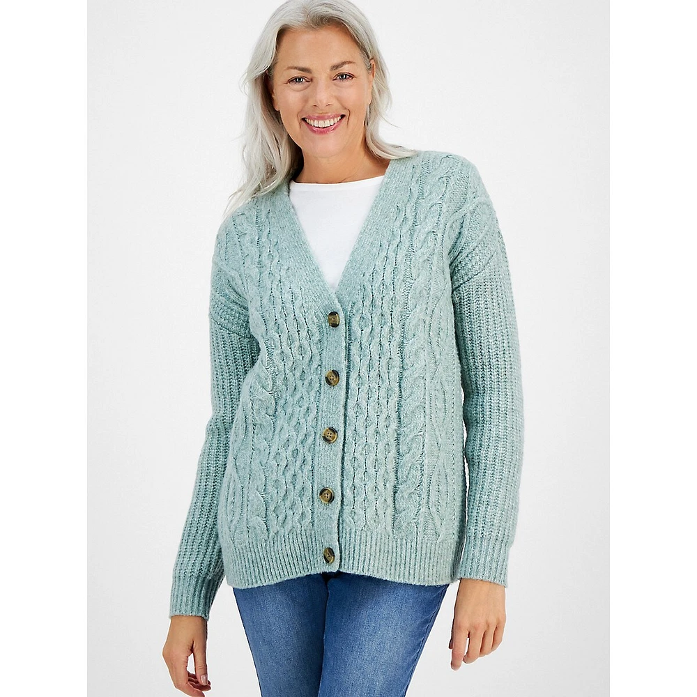 Cable-Knit Boyfriend Cardigan