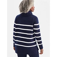 Striped Turtleneck Tunic Sweater