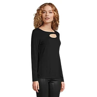 Asymmetric Cutout Long-Sleeve Top