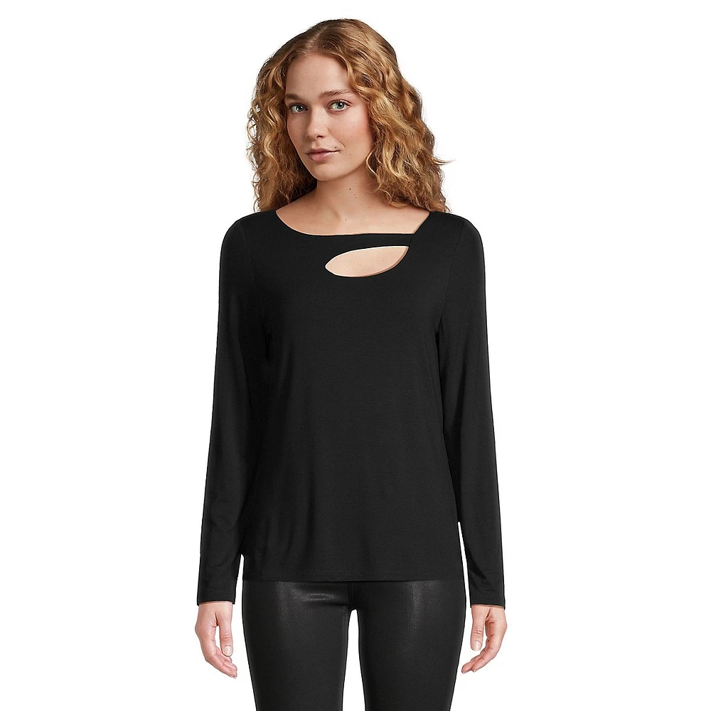 Asymmetric Cutout Long-Sleeve Top