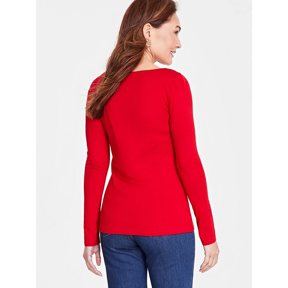 Asymmetric Cutout Long-Sleeve Top