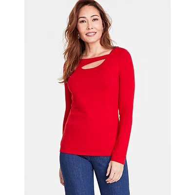 Asymmetric Cutout Long-Sleeve Top