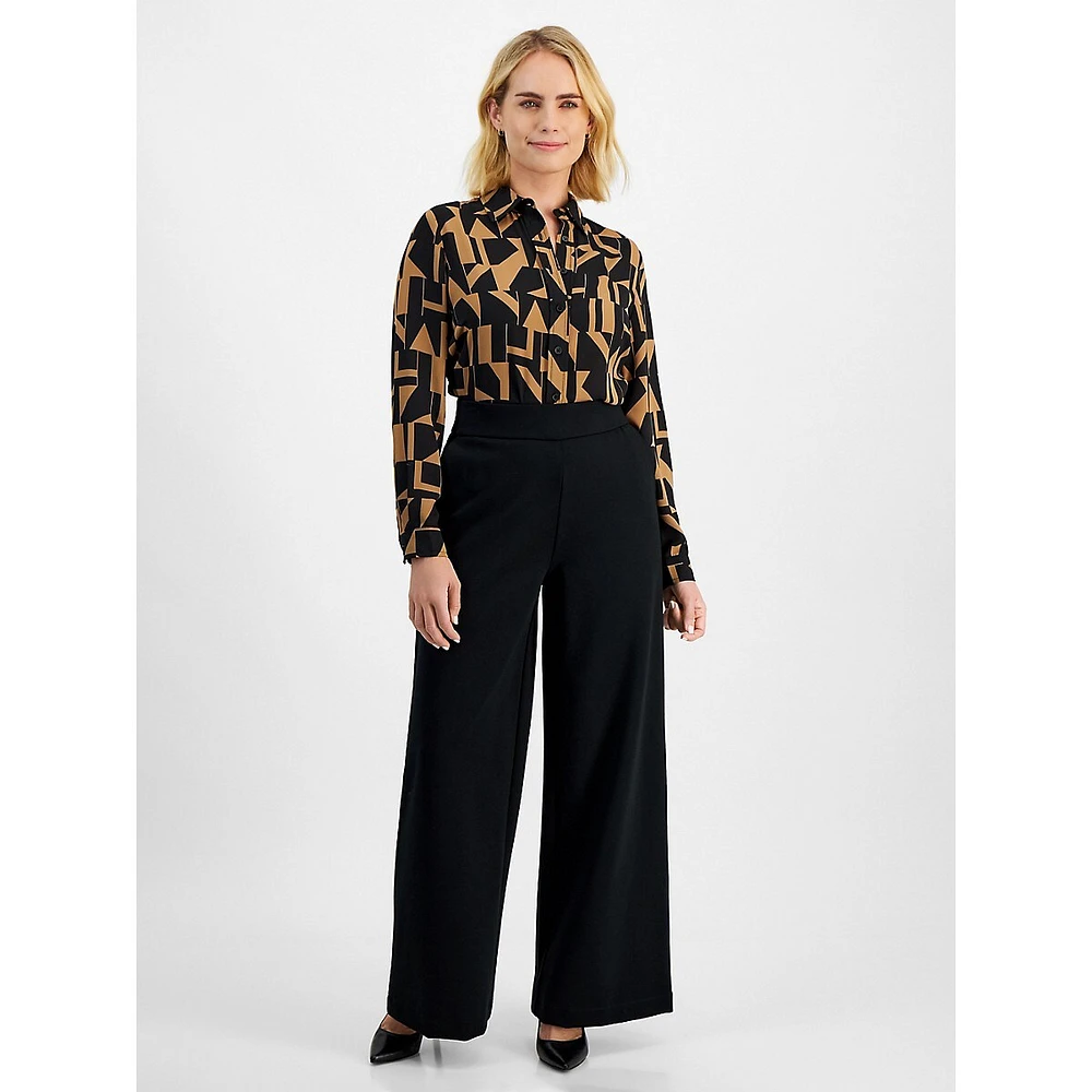 High-Rise Wide-Leg Dress Pants