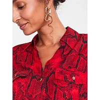 Snake-Print Utility Blouse