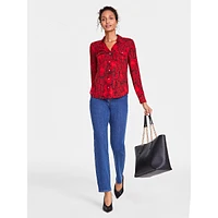 Snake-Print Utility Blouse