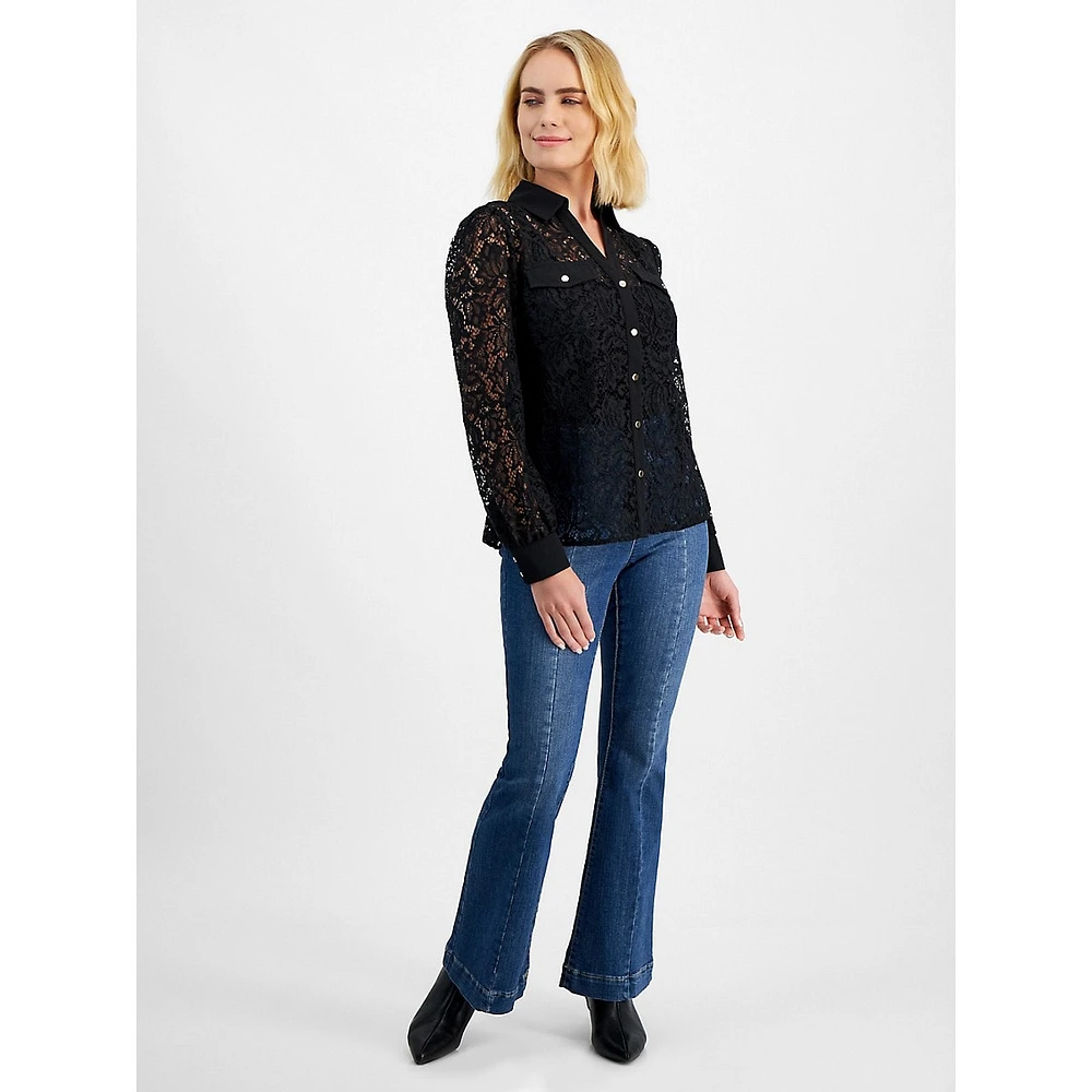 Petite All-Over Lace Blouse