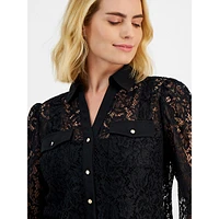 Petite All-Over Lace Blouse