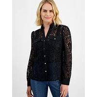 Petite All-Over Lace Blouse