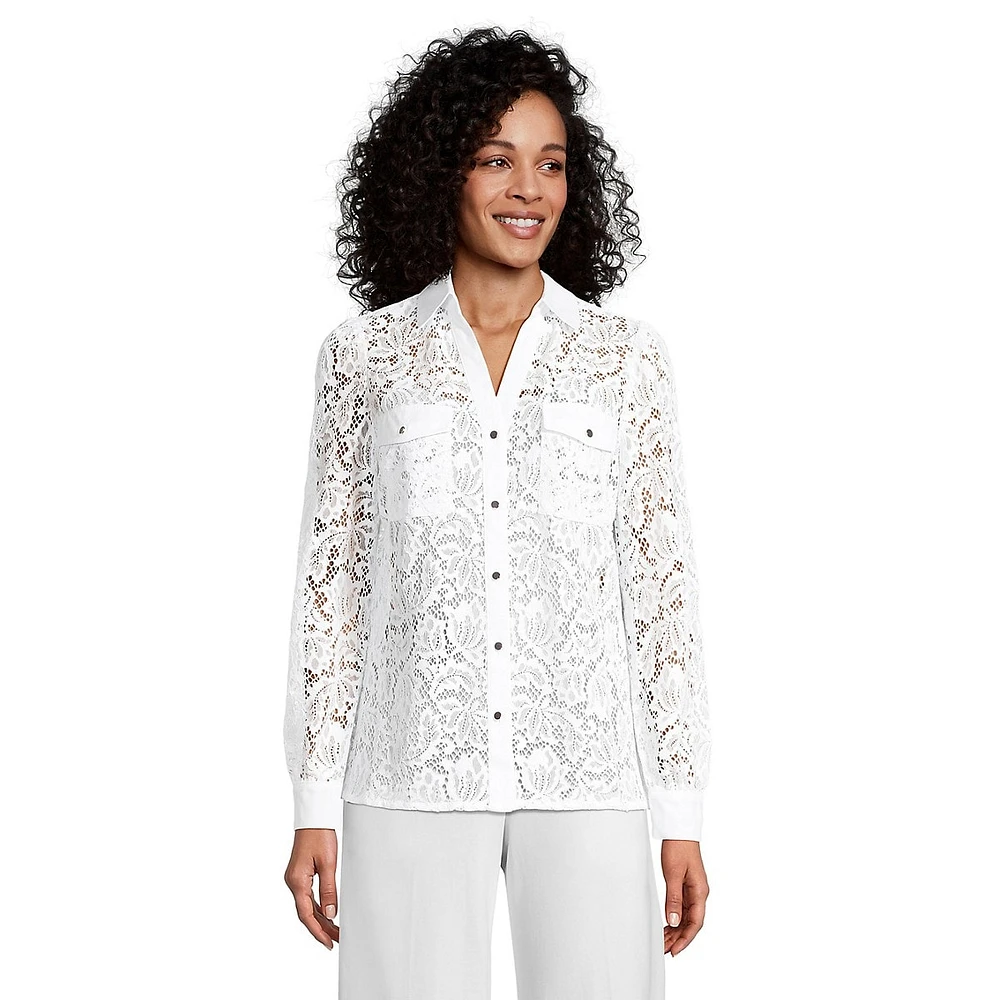 Petite All-Over Lace Blouse