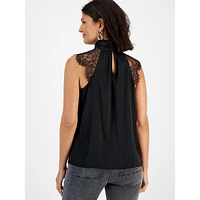 Lace-Detailed Sleeveless Blouse