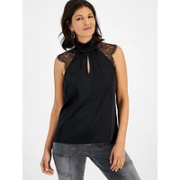 Lace-Detailed Sleeveless Blouse