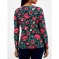 Tapestry Dream Floral Long-Sleeve Scoopneck Top