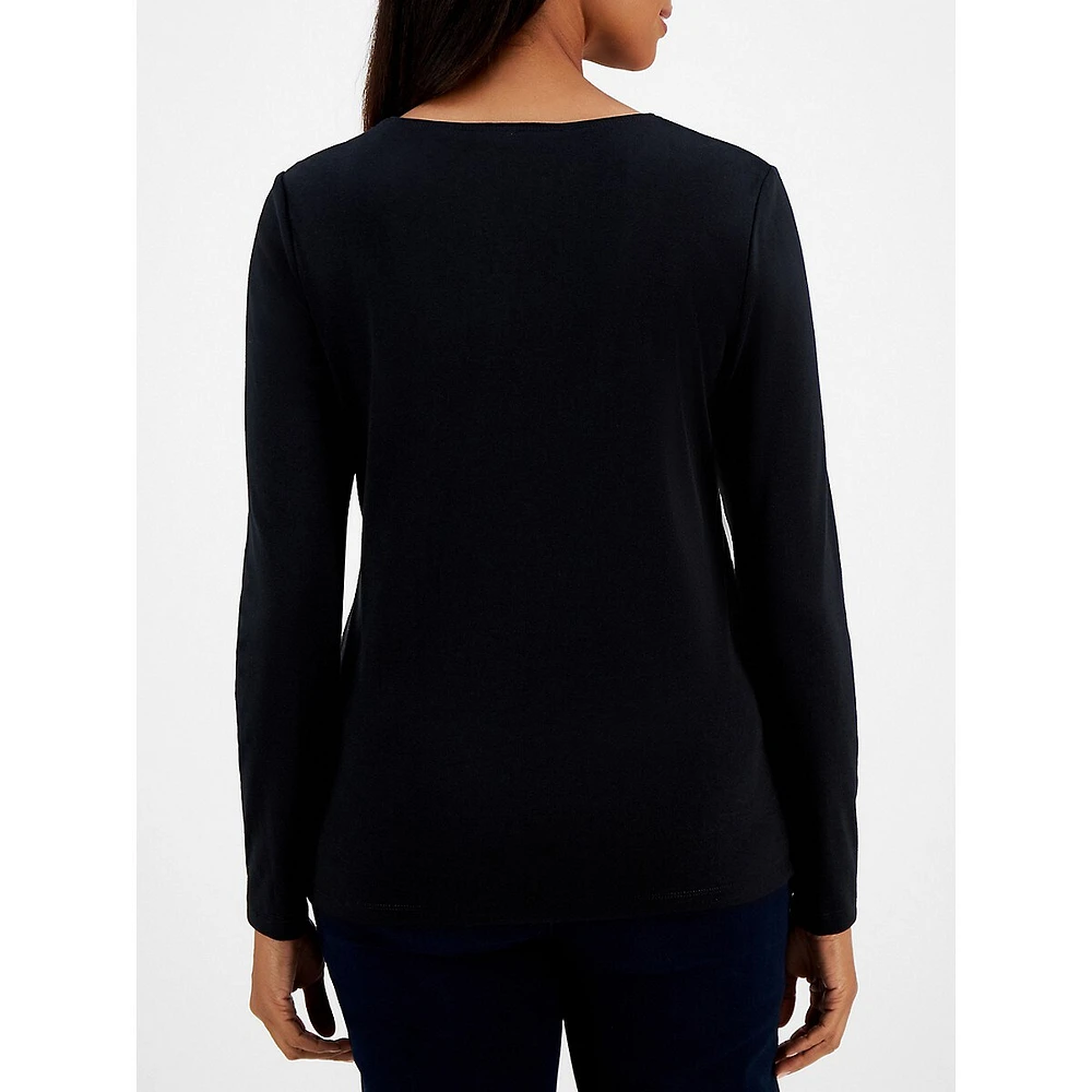 T-shirt à manches longues avec ornement en ficelle