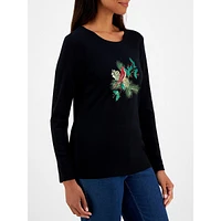 Cardinal-Print Long-Sleeve T-Shirt