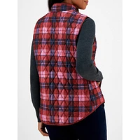 Plaid Zip-Front Puffer Vest