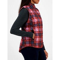 Plaid Zip-Front Puffer Vest