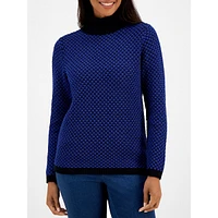 Patterned Stitch Cotton Turtleneck Sweater