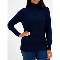 Cable-Front Turtleneck Sweater