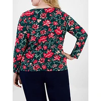 Plus Tapestry Dream Floral Scoopneck Top