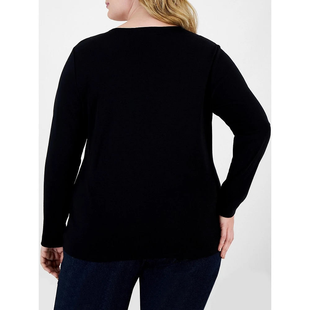 Plus Ornament String Long-Sleeve T-Shirt