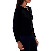 Sparkly Appliqué Long-Sleeve Cardigan