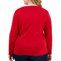 Plus Scottie-Dog Walk Long-Sleeve Top