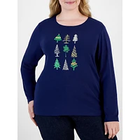 Plus ​Festive Trees Long-Sleeve T-Shirt