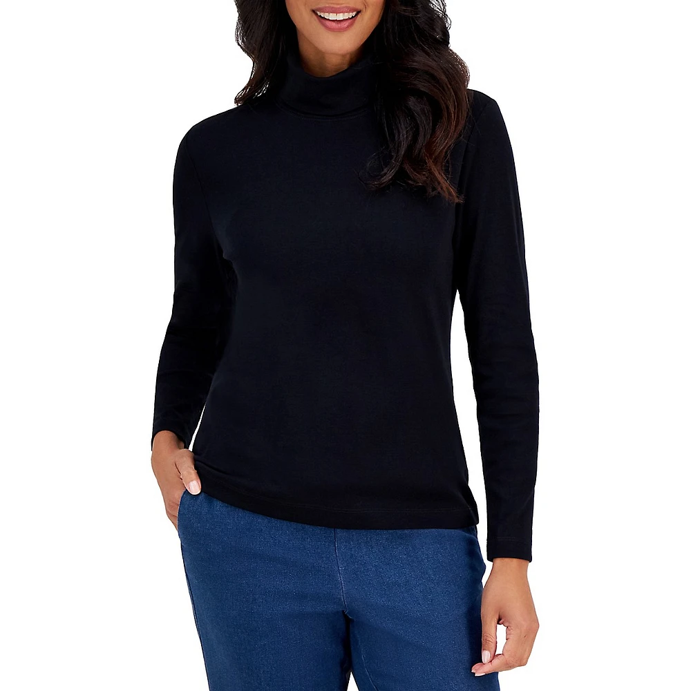 Petite Solid Turtleneck Top