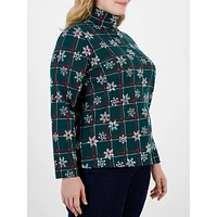 Plus Snowflake Sophistication Turtleneck Top