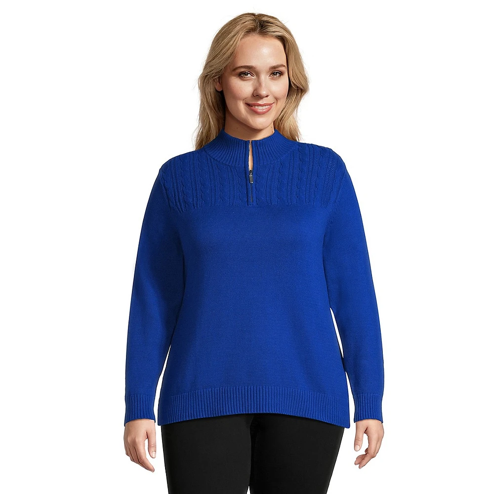 Plus Mockneck Cotton Sweater