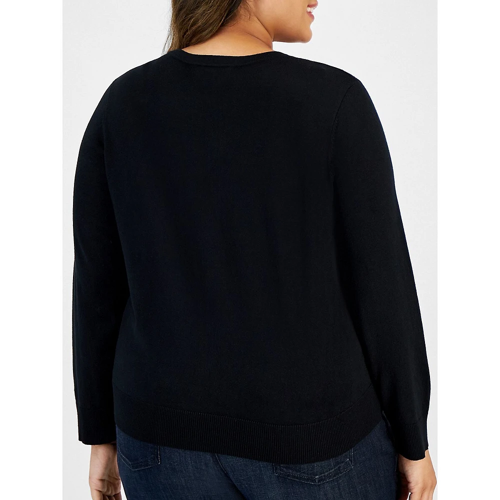 Plus Cardigan à manches longues orné de strass