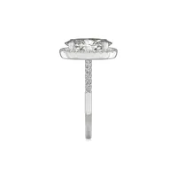 Bague style halo en or blanc 14 ct avec moissanite ovale de 4,75 ct PT