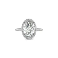 Bague style halo en or blanc 14 ct avec moissanite ovale de 4,75 ct PT