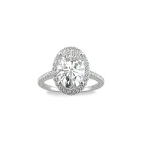 14K White Gold & Oval 4.75 CT. T.W. Created Moissanite Halo Ring