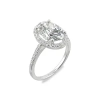 Bague style halo en or blanc 14 ct avec moissanite ovale de 4,75 ct PT