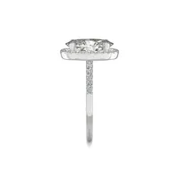 Bague style halo en or blanc 14 ct avec moissanite ovale de 4,75 ct PT