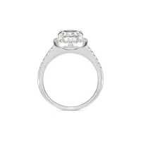 Bague style halo en or blanc 14 ct avec moissanite ovale de 4,75 ct PT