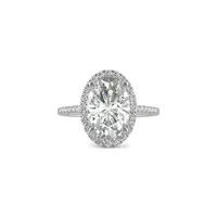 Bague style halo en or blanc 14 ct avec moissanite ovale de 4,75 ct PT