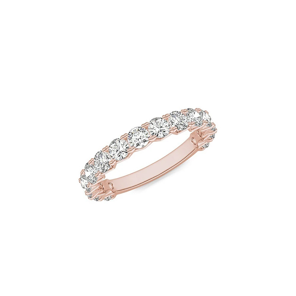 14K Rose Gold & 1.50 CT. D.E.W. Created Moissanite Semi-Eternity Band Ring