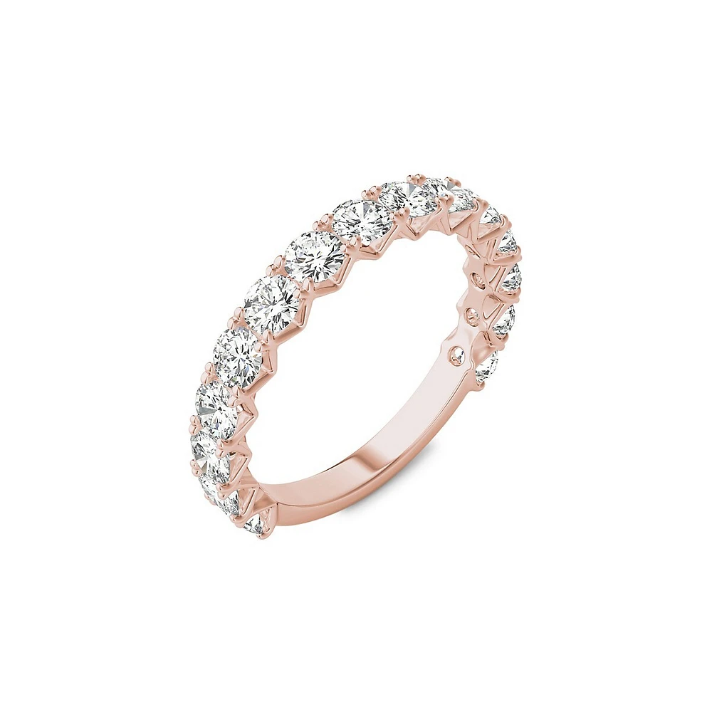 14K Rose Gold & 1.50 CT. D.E.W. Created Moissanite Semi-Eternity Band Ring