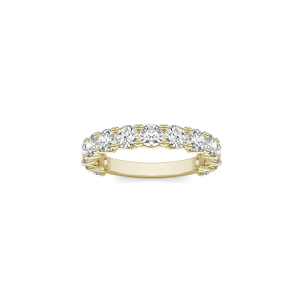 14K Yellow Gold & 2.08 CT. D.E.W. Created Moissanite Band