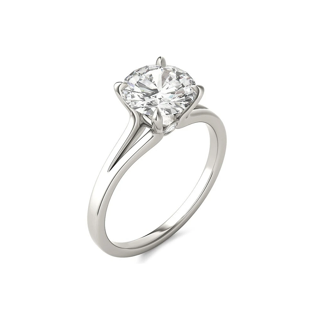 Or blanc 14 ct 1,96 bague de fiançailles solitaire en Moissanite avec PT