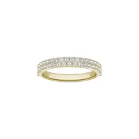 Bague à double pavé en or jaune 14 ct avec moissanite 0,62 PT