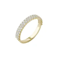 Bague à double pavé en or jaune 14 ct avec moissanite 0,62 PT