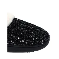 Women's Novelty Sequin Sweater Knit Hoodback Slippers