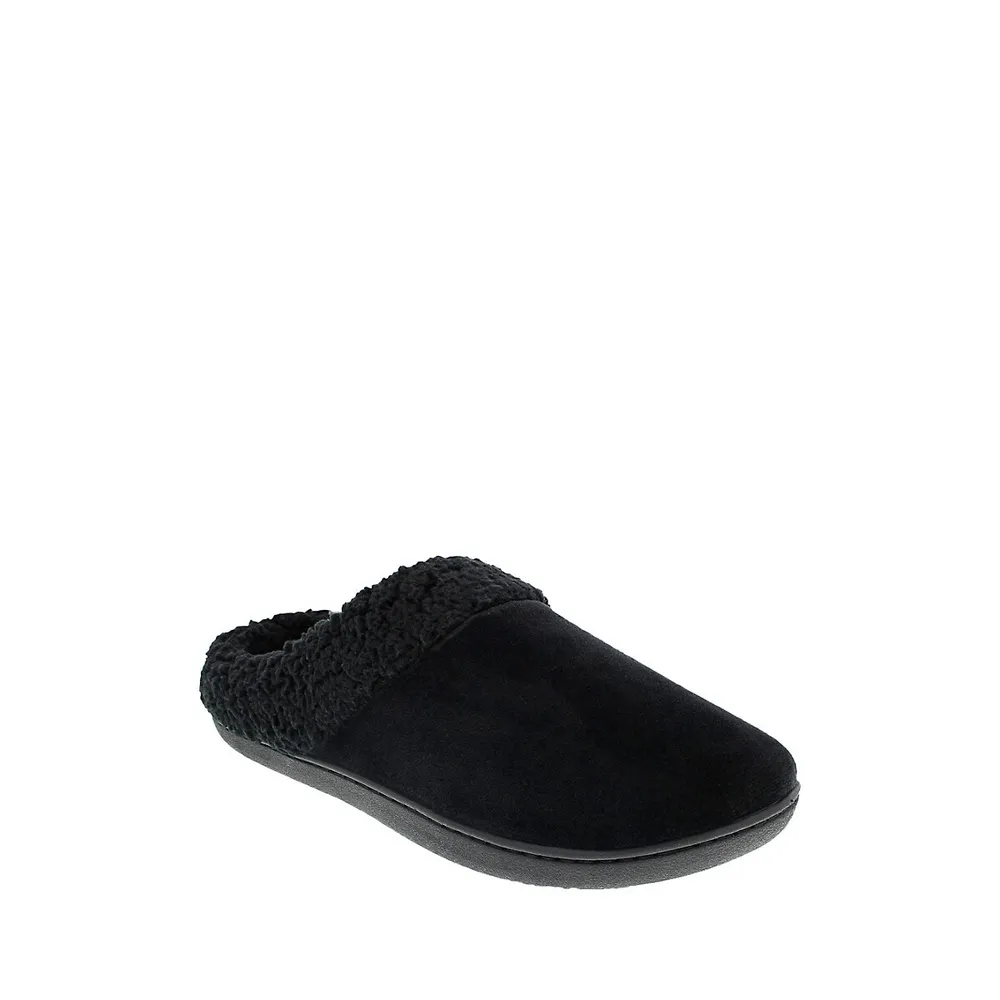 Women's Velour and Faux Shearling Cuff Slippers
