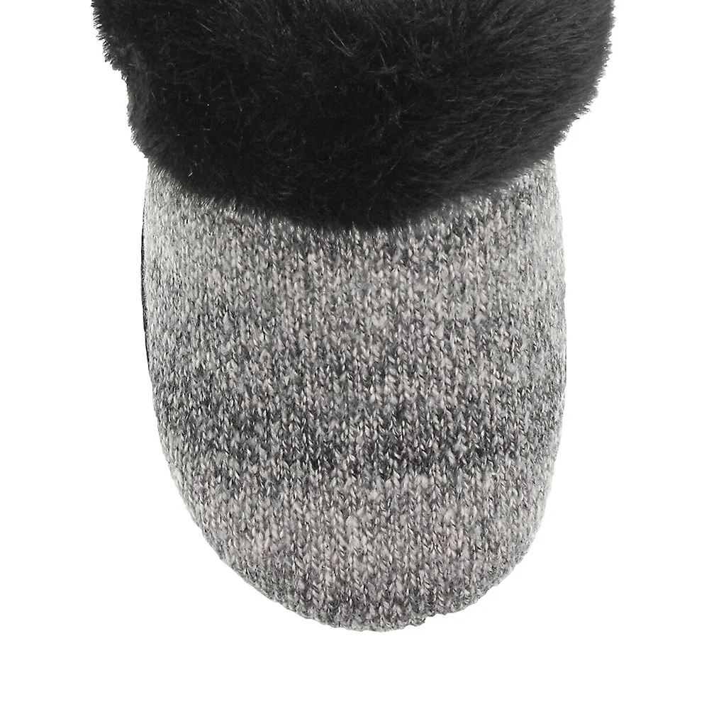 Women's Recycled Ombre Knit and Faux Shearling Cuff Slippers