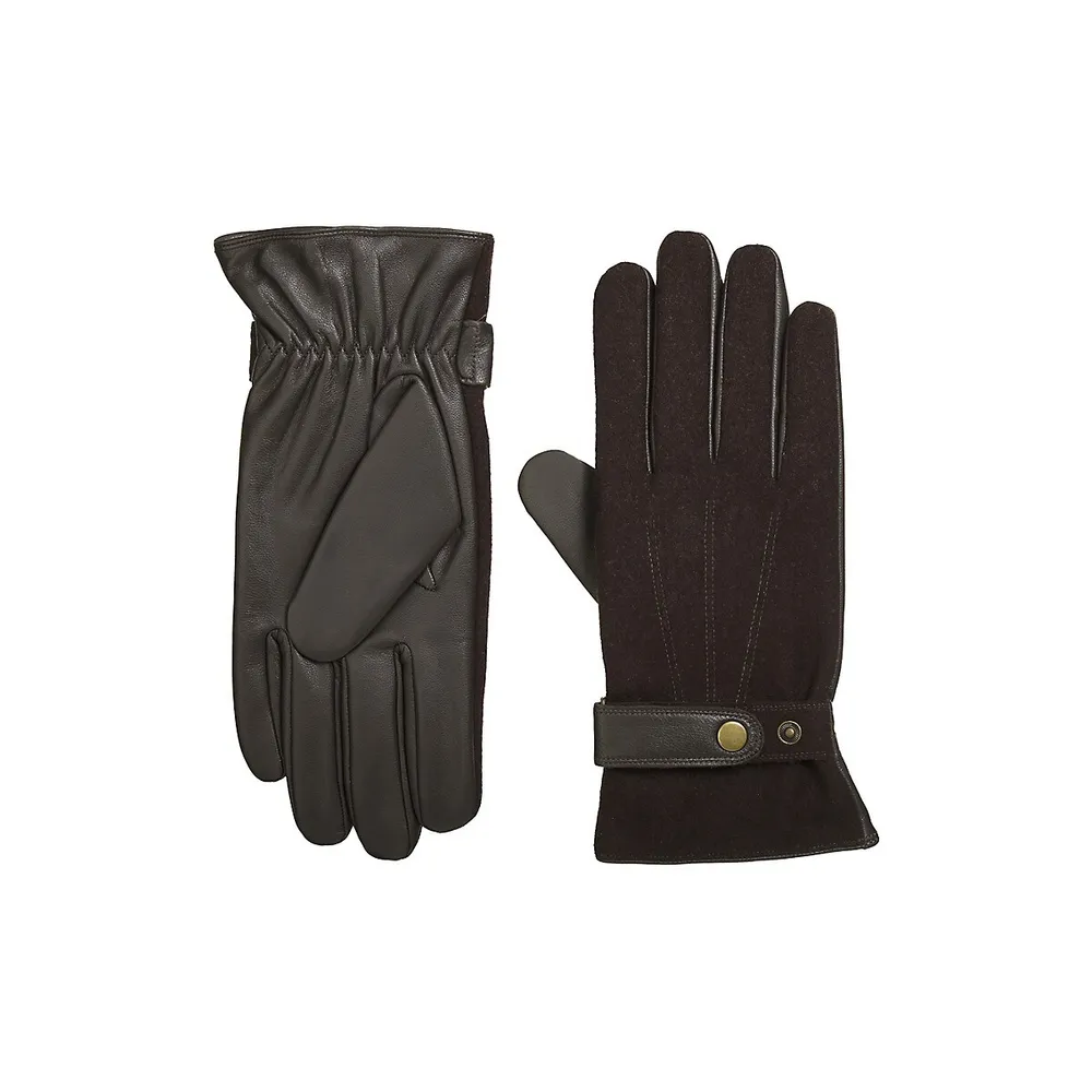 Men's Smartouch Flannel And Leather Gloves